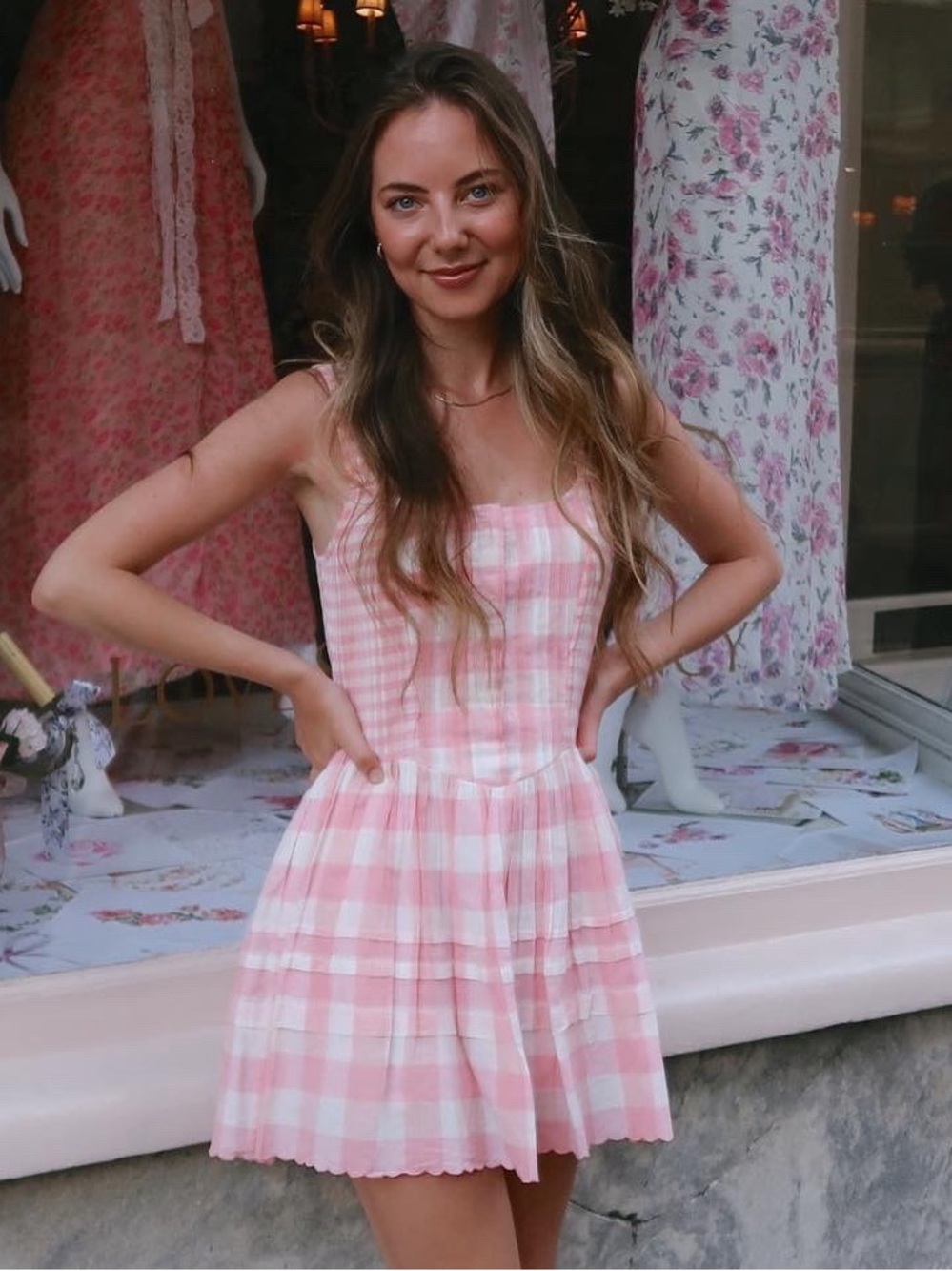 Love Shack Fancy Pink Gingham Dress